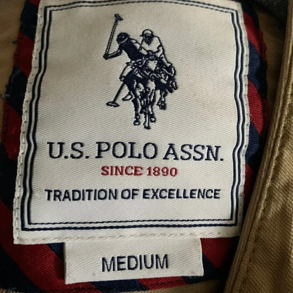 U.S. Polo Assn Men's M Medium Full Zip Solid Cotton Linen Blend Bomber Jacket